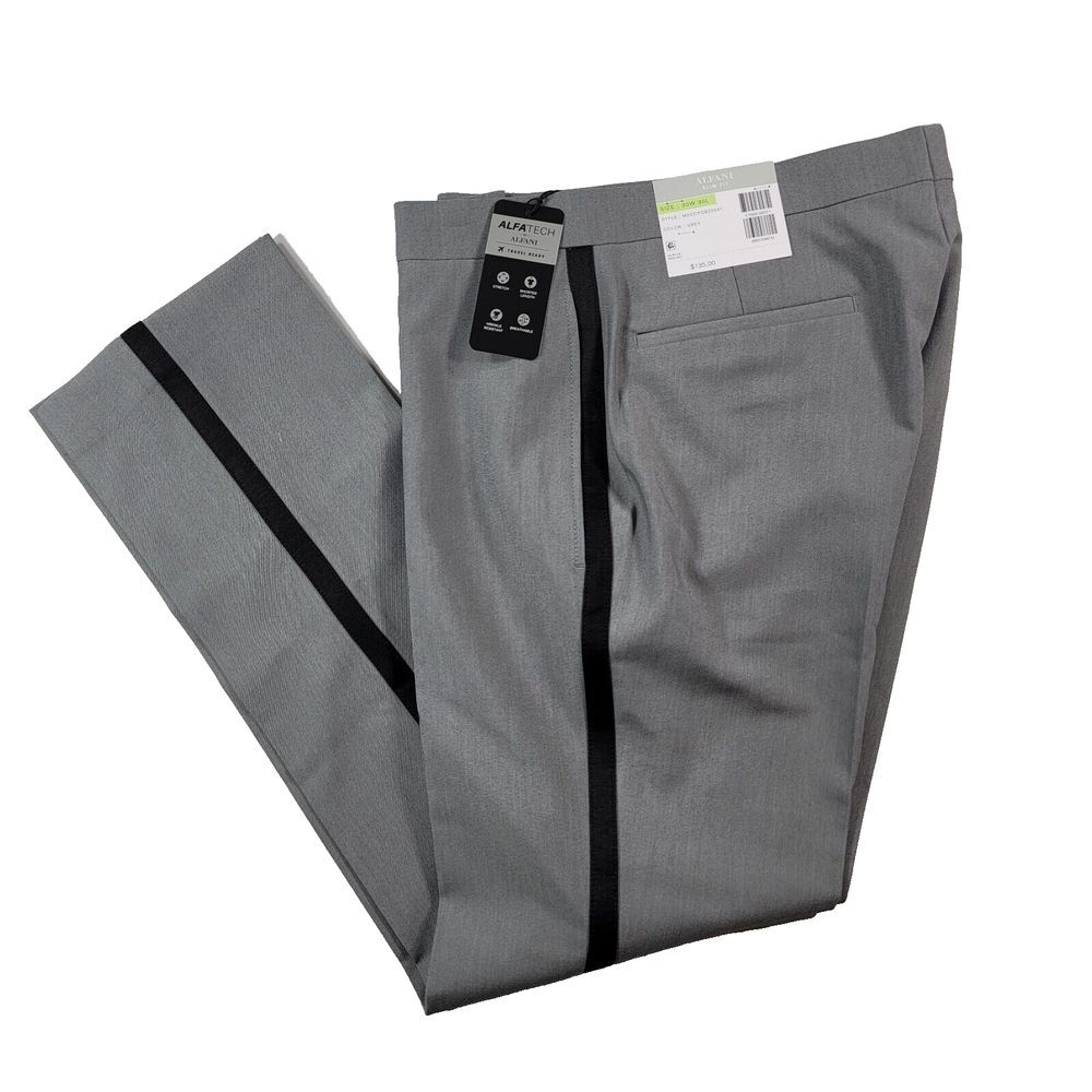 Alfani Slim-Fit Tuxedo Pants Mens 30x30 Grey Stretch $135 NEW‎